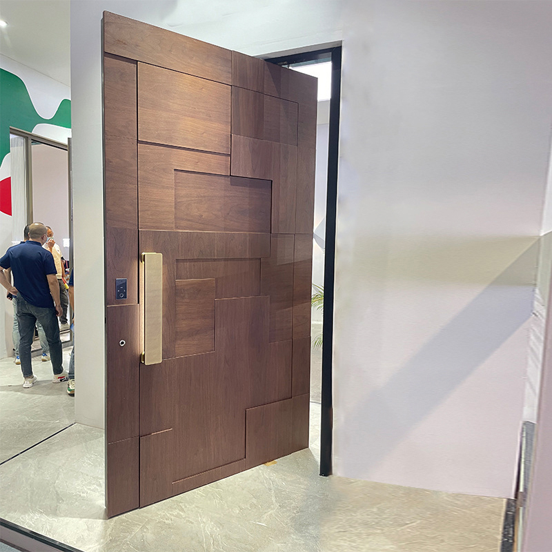 LD-ED07 Wooden Main Entry Solid Modern Pivot Wooden Doors